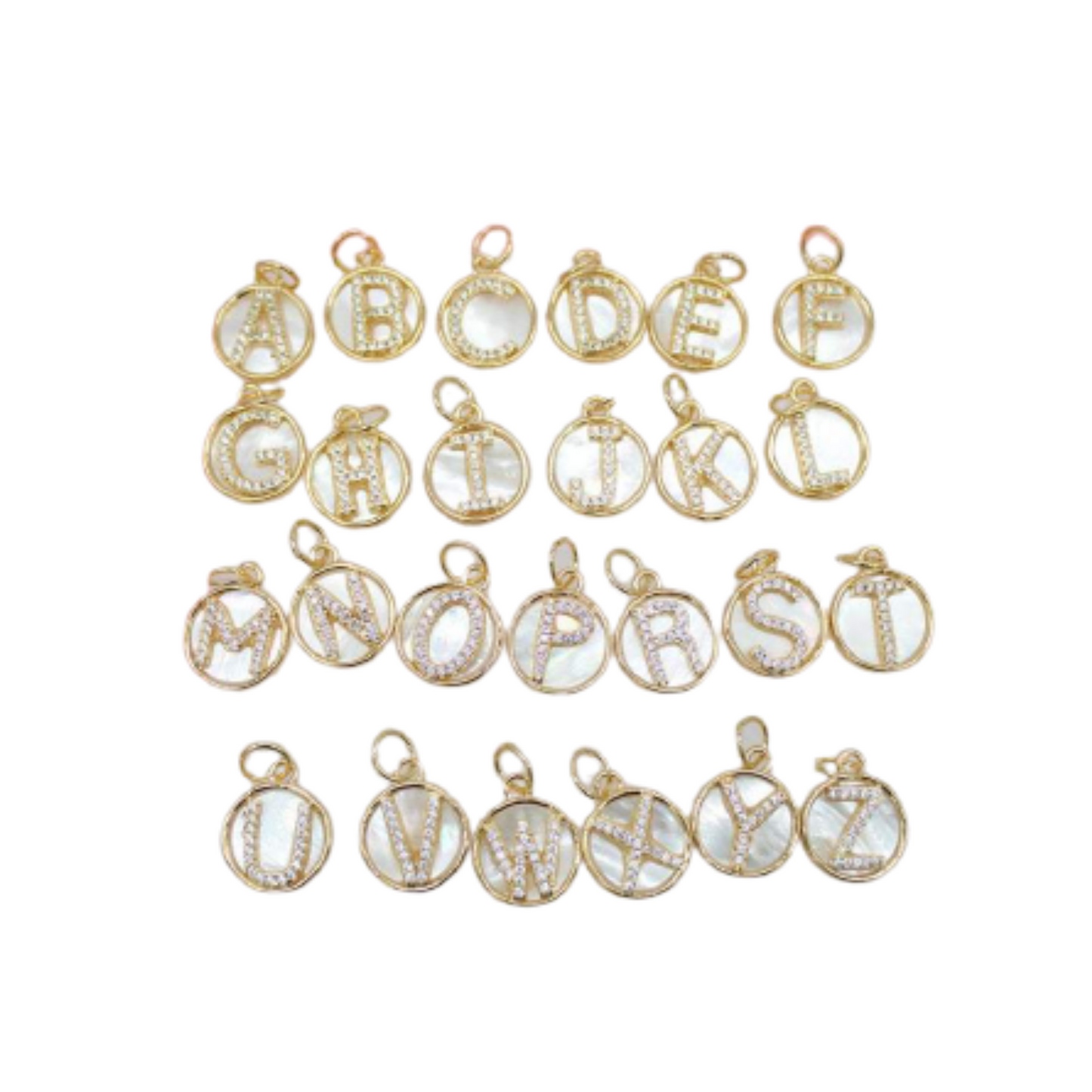 Round Letter A-Z Letter Pendant With CZ Stones