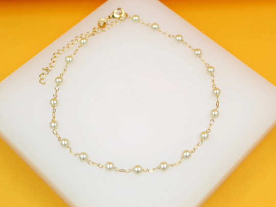 Pearl Paperclip Link Chain Bracelet