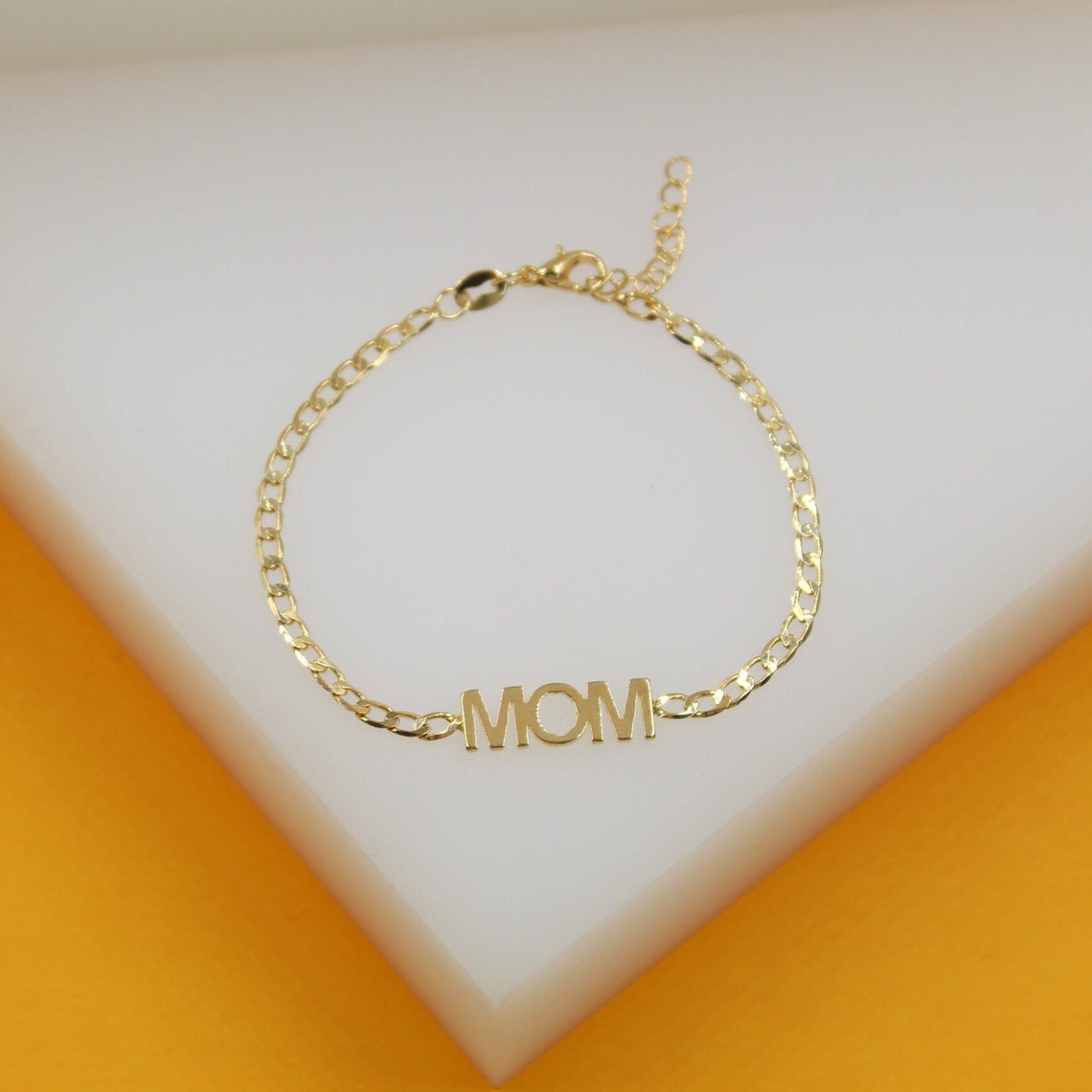 18K Gold Filled Cuban Curb Link Chain MOM Bracelet