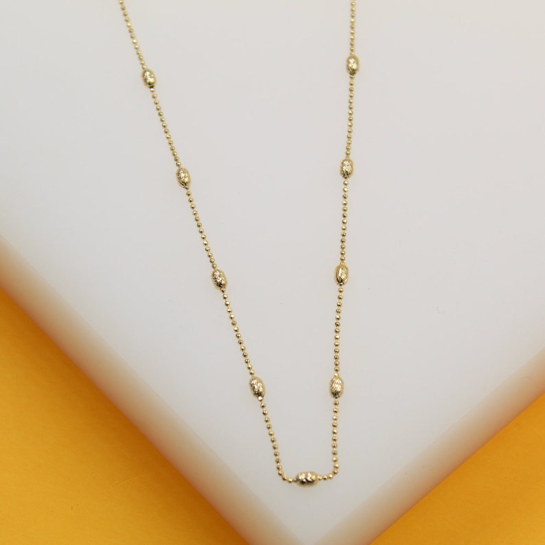 18K Gold Filled Textured Beaded Ball Chain Bracelet (G231)