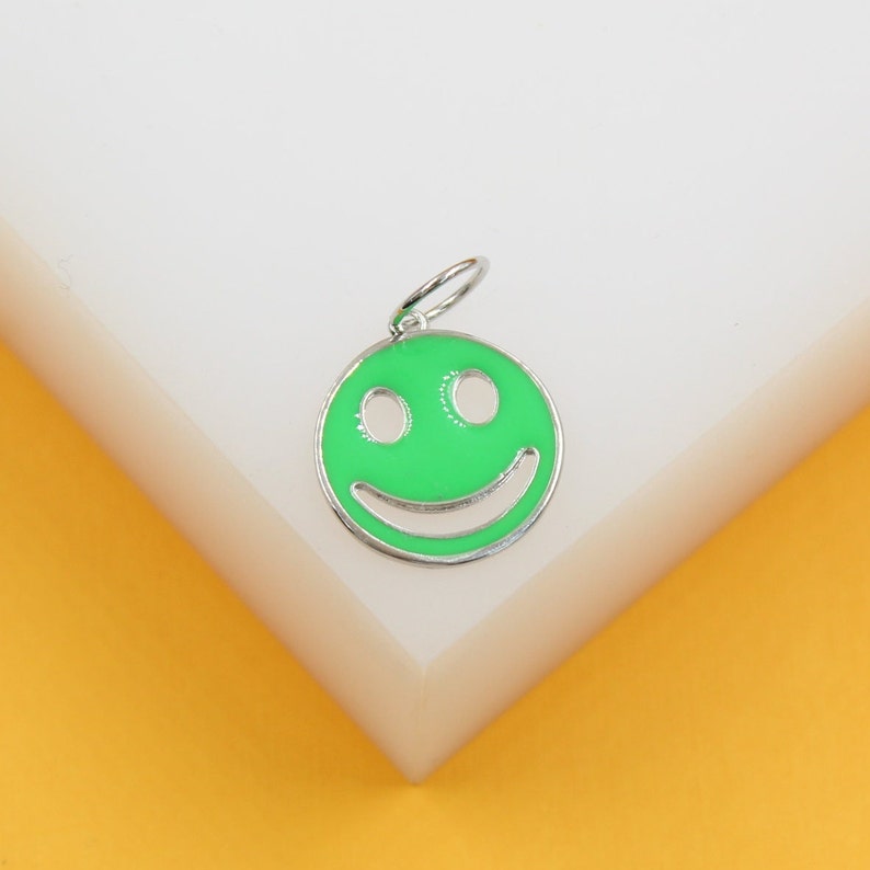 18K Rhodium Filled Enamel Happy Smile Face