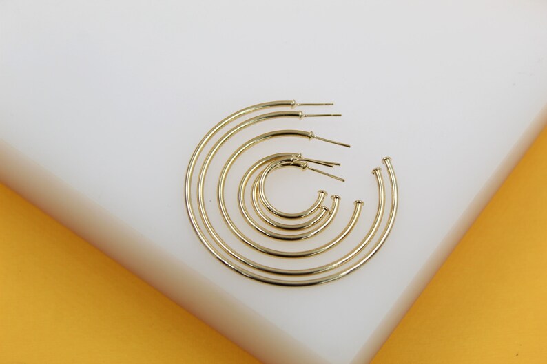 18K Gold Filled 2mm Slim Open Hoop Stud Earrings