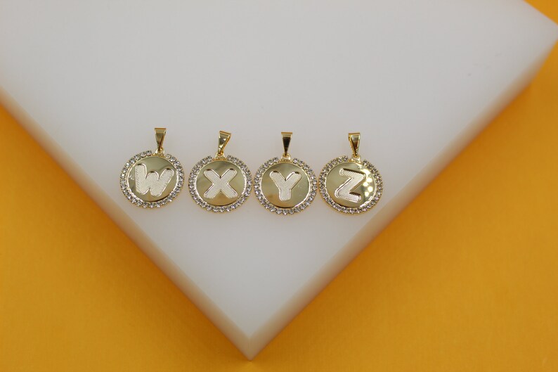 18K Gold Filled Round Medallion Initial Pendant