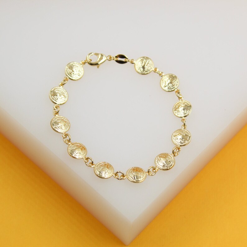 18K Gold Filled Flat Disc Bracelet