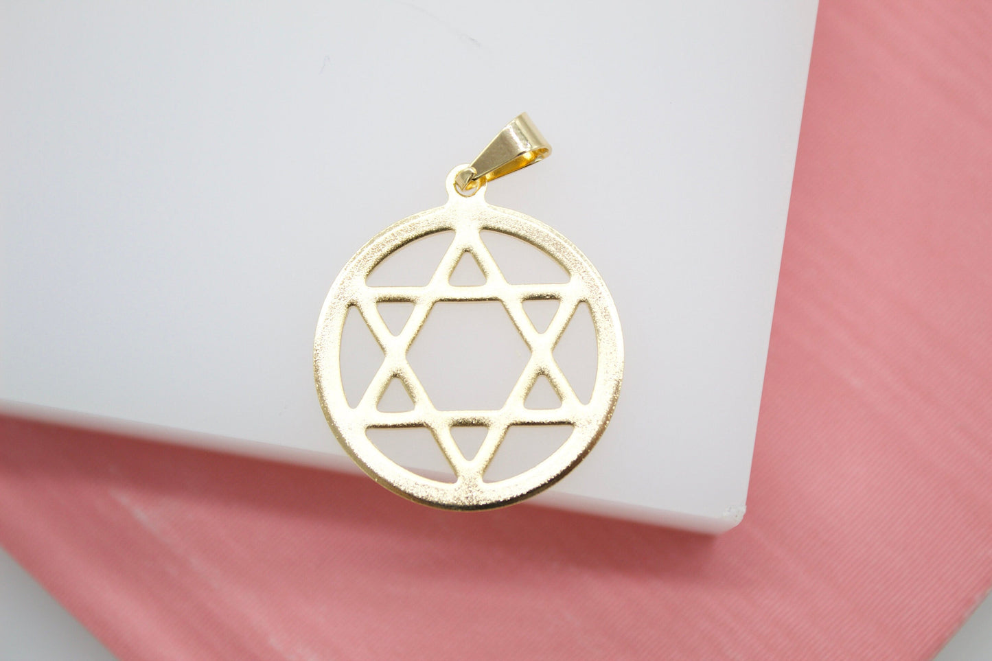 Rhodium Star of David Pendant