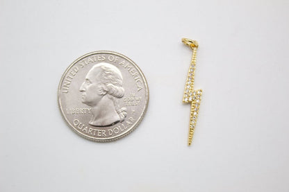 Gold 18K Fill Charm Lightning Bolt CZ