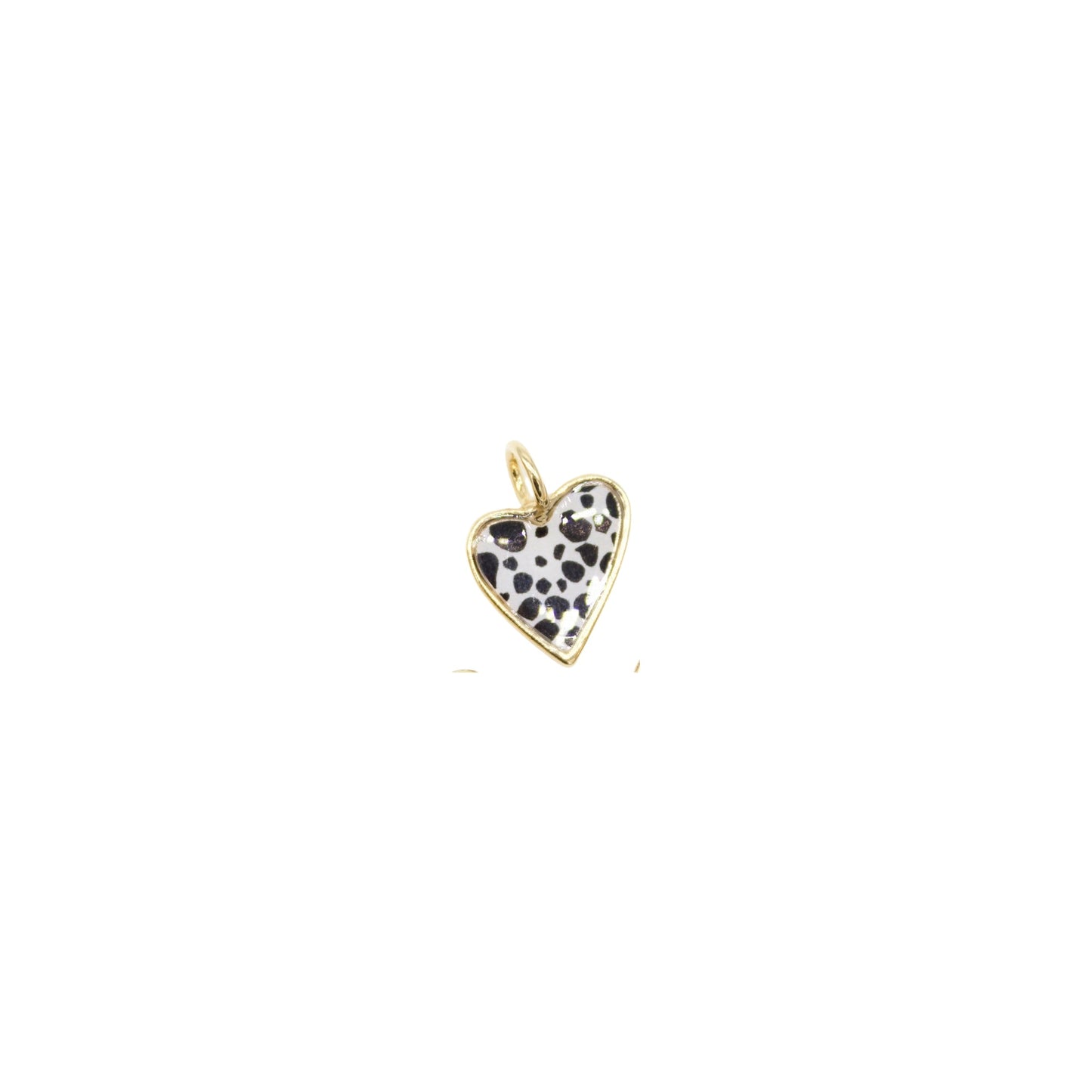 18K Gold Filled Zebra, Cheetah, Leopard, Dalmatian Print Heart Pendant