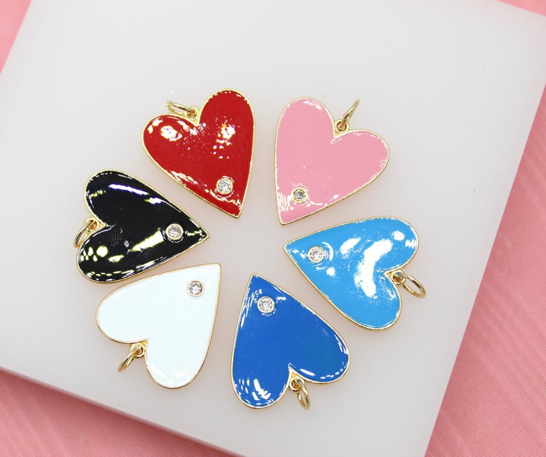 18K Gold Filled Large Heart With Cubic Zirconia Stone