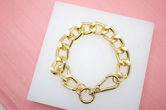 18K Gold Filled 13mm Diamond-Cut Curb Cuban Link Bracelet Chain