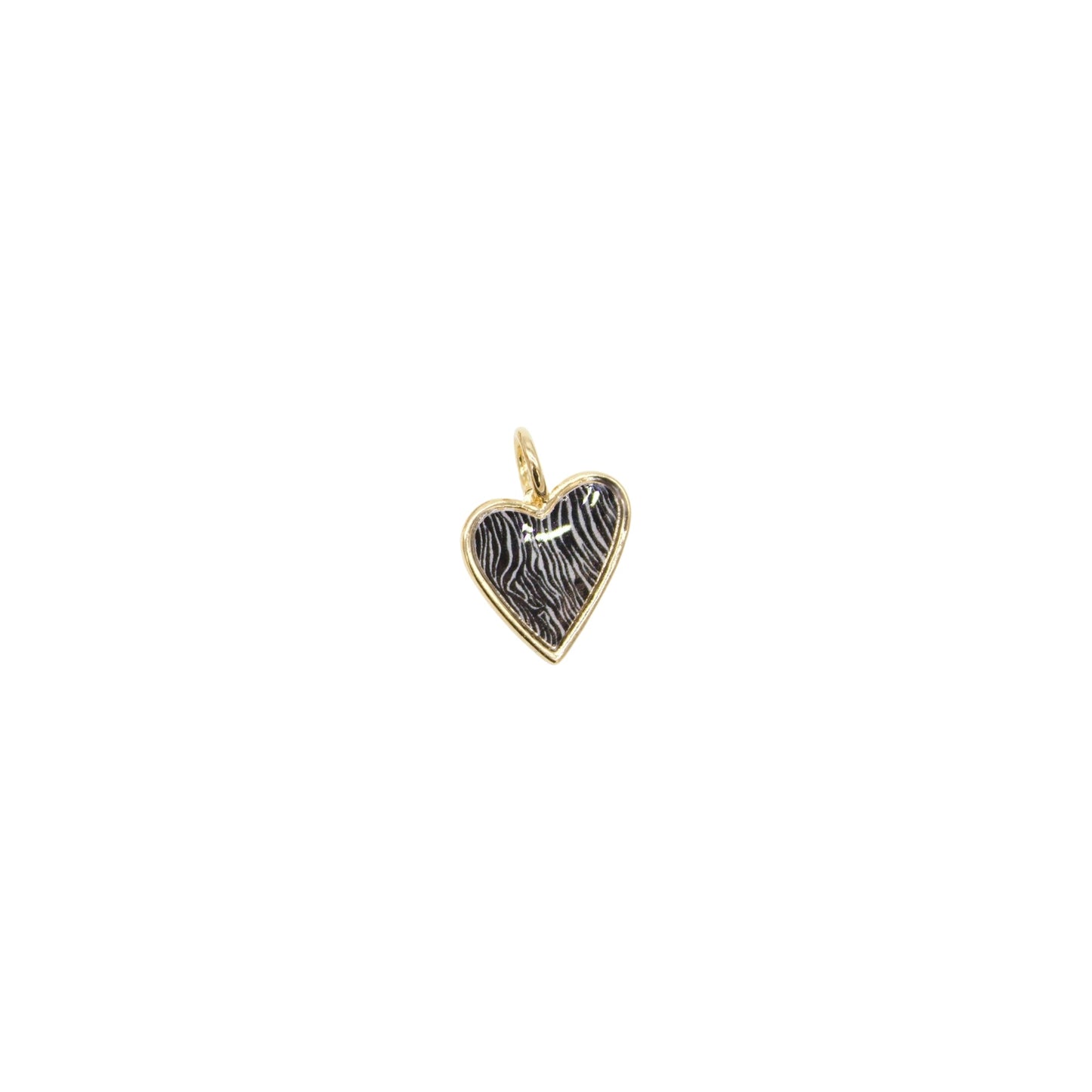 18K Gold Filled Zebra, Cheetah, Leopard, Dalmatian Print Heart Pendant