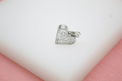 18K Gold Filled Heart Case Pendant With CZ Stones