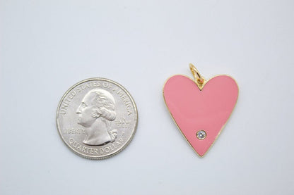 18K Gold Filled Large Heart With Cubic Zirconia Stone