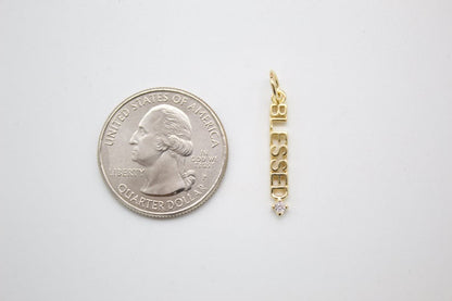 18K Gold Filled Word Blessed, Fierce, Grateful, Lucky Charms, It's All Good