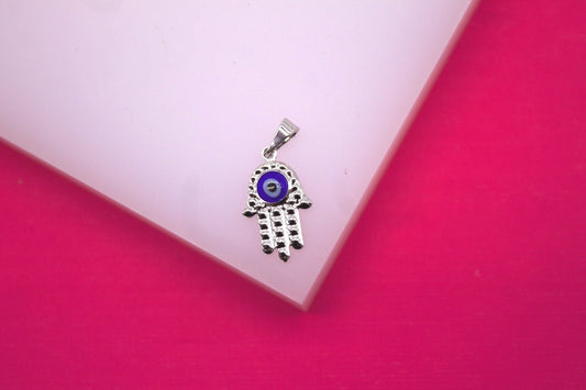 18K Rhodium Filled Hamsa Hand Pendant Charm