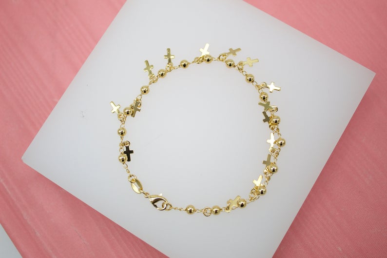 Gold Filled Cross Charm Bracelet