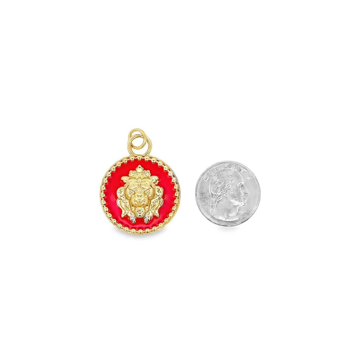 Multicolor Enamel Lion Head Medallion Pendant