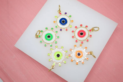 18K Gold Filled Colorful Evil Eye Pendant