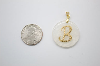 18K Gold Filled Name Initial Madre Pearl Quartzite