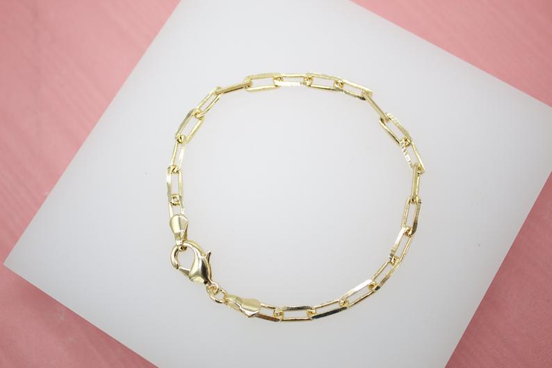 18K Gold Filled Paper Clip Link Bracelet