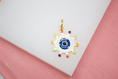 18K Gold Filled Colorful Evil Eye Pendant