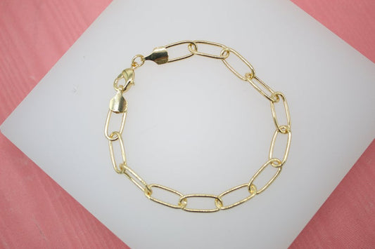 18K Gold Filled 6mm Paper Clip Link Bracelet