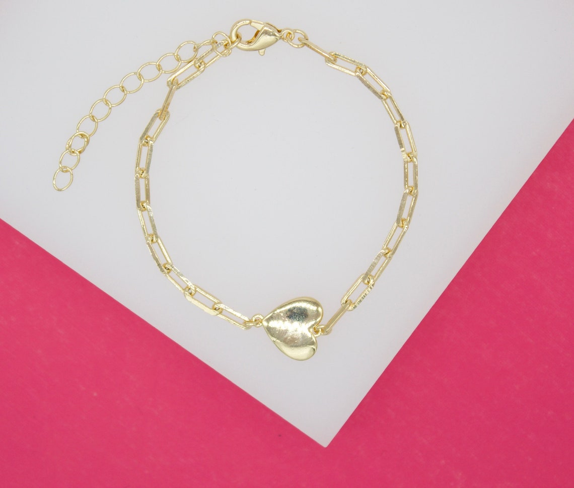 Paper Clip Bracelet With Heart Charm