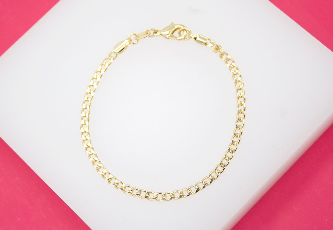 18K Gold Filled 3mm Cuban Chain Bracelet