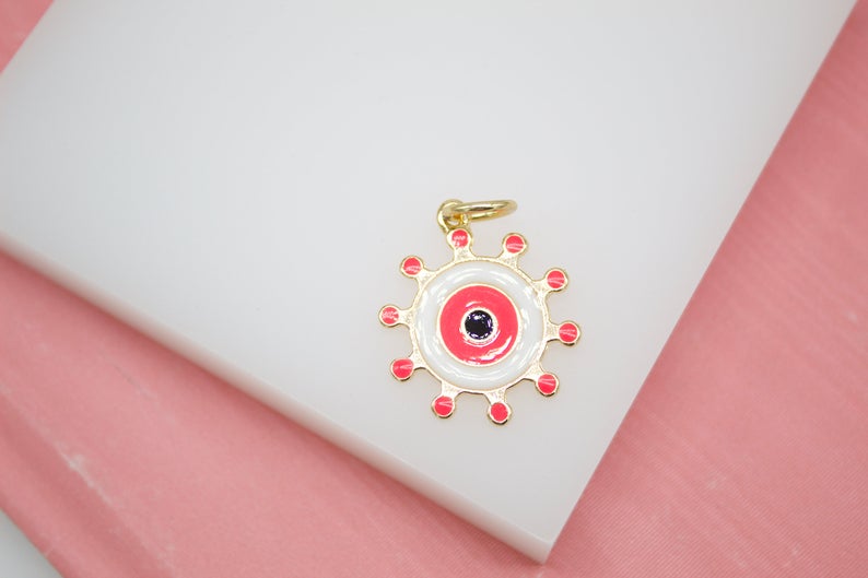 18K Gold Filled Colorful Evil Eye Pendant