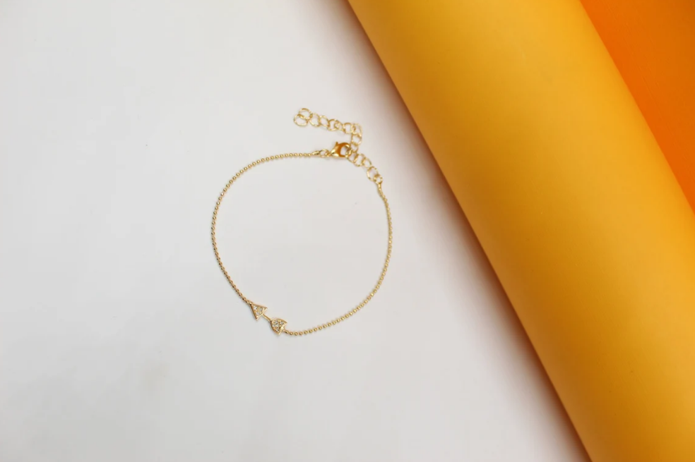 Dainty Ball Bracelet With Zirconia Arrow Charm For 18K Gold Filled