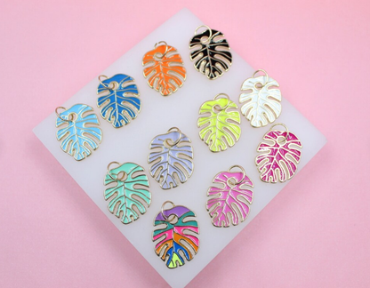 18K Gold Filled Enamel Colored Leaf Pendant Charm