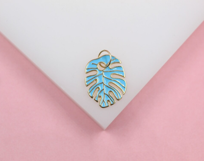 18K Gold Filled Enamel Colored Leaf Pendant Charm
