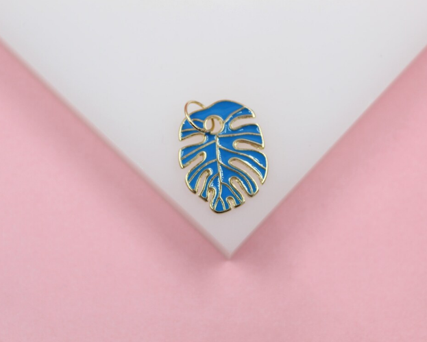 18K Gold Filled Enamel Colored Leaf Pendant Charm
