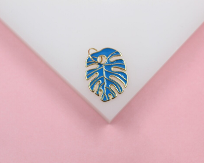 18K Gold Filled Enamel Colored Leaf Pendant Charm