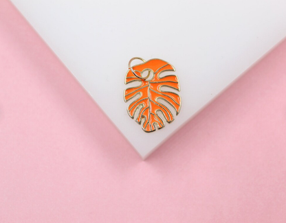 18K Gold Filled Enamel Colored Leaf Pendant Charm
