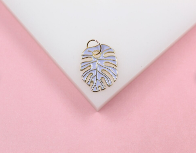 18K Gold Filled Enamel Colored Leaf Pendant Charm