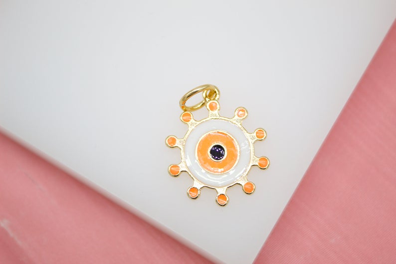18K Gold Filled Colorful Evil Eye Pendant