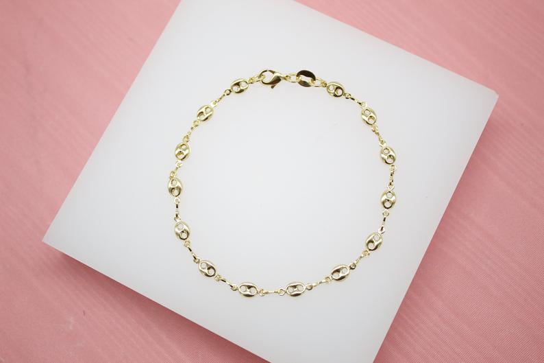 18K Gold Filled 4mm Mariner Chain Bracelet