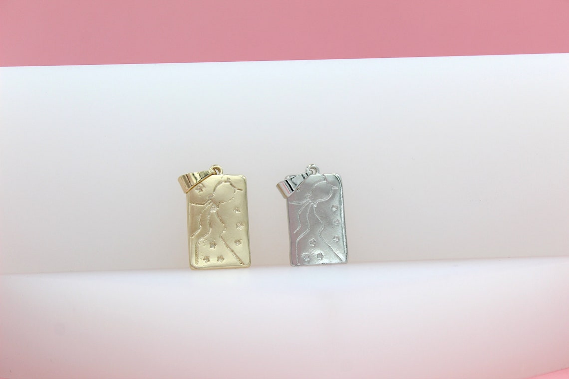 18K Gold Filled Aquarius Sign Tag Pendant