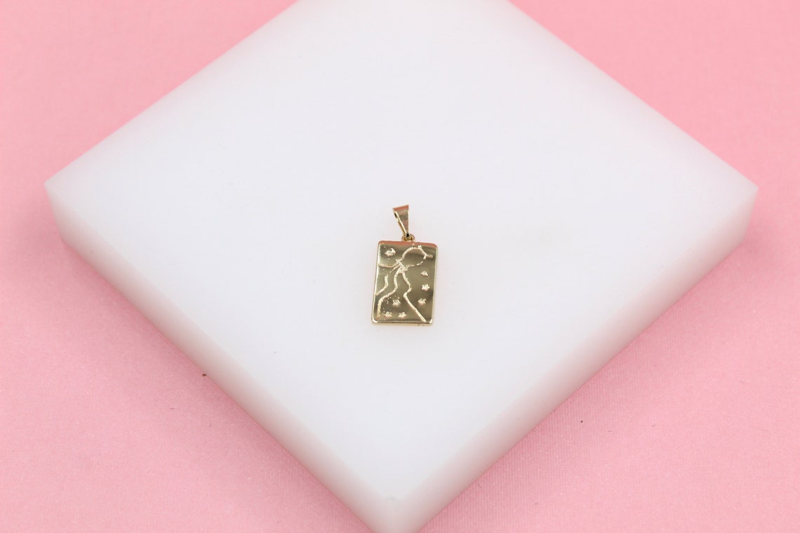 18K Gold Filled Aquarius Sign Tag Pendant