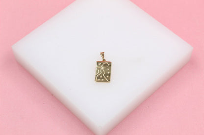 18K Gold Filled Aquarius Sign Tag Pendant
