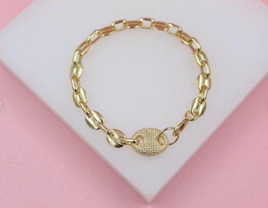 Puffed Mariner Anchor Link Bracelet