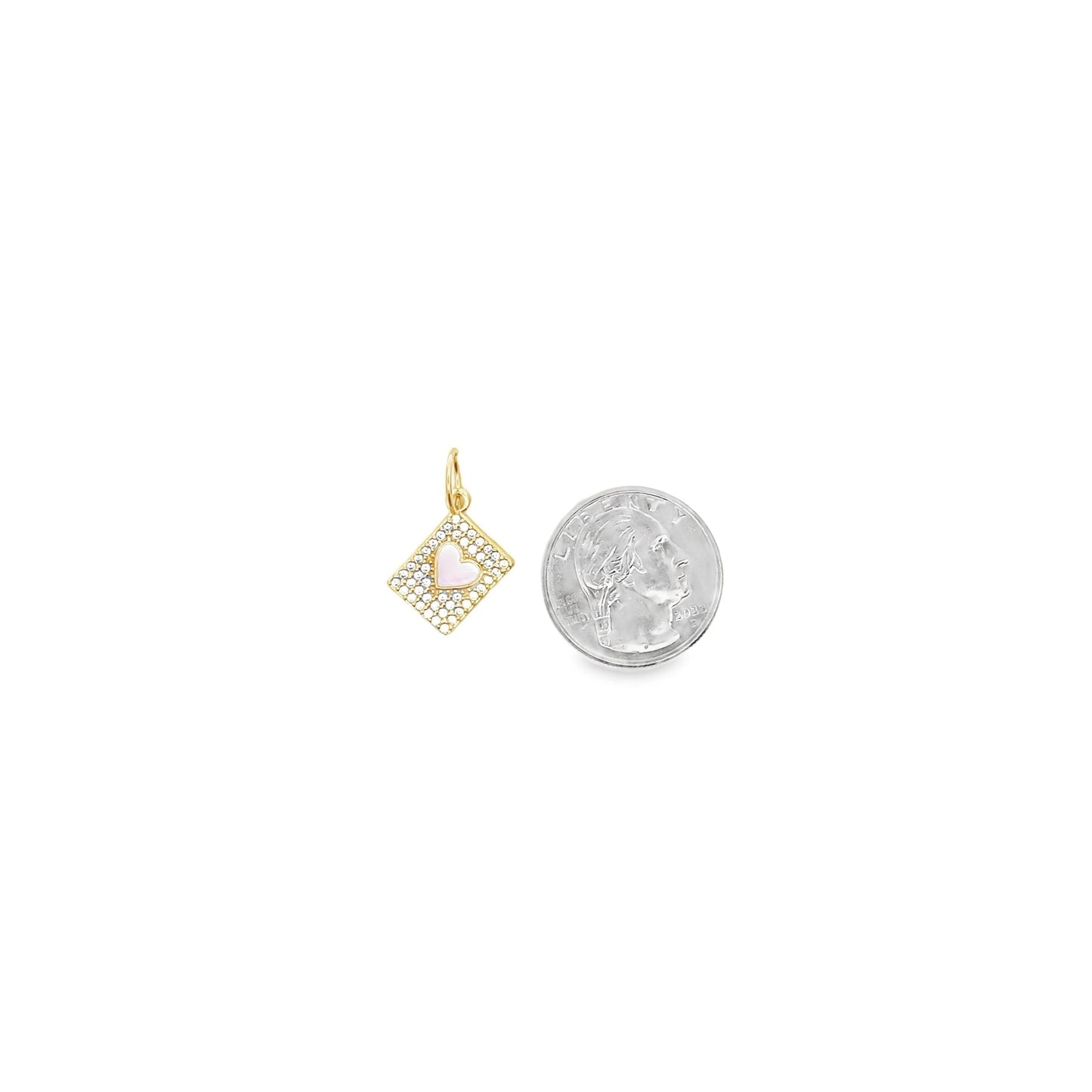 Enamel Heart Pendant Charm With Micro CZ Cubic Zirconia Stones