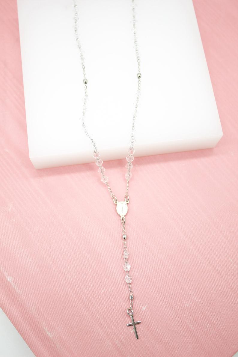 Catholic Bead Rosary With Crucifix And Virgin Mary Charm