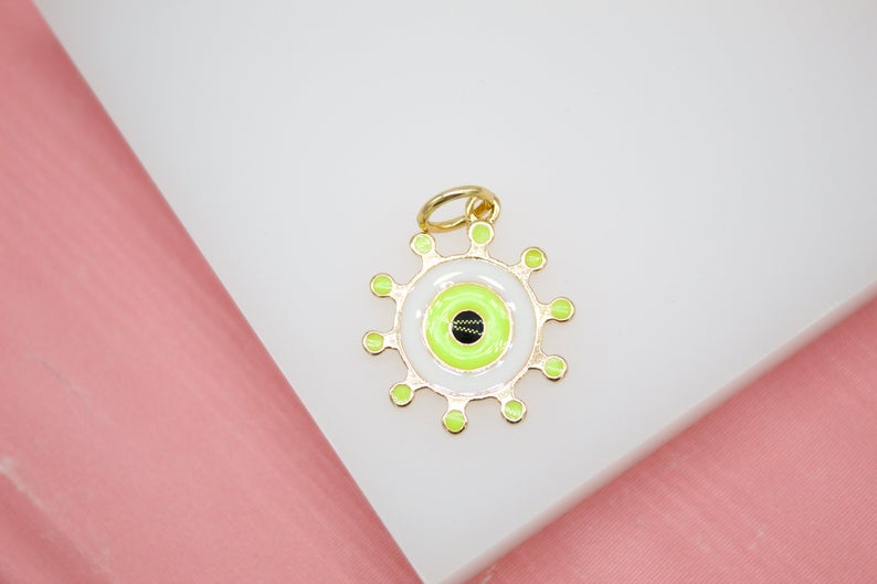 18K Gold Filled Colorful Evil Eye Pendant