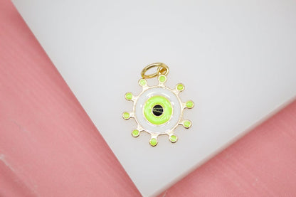 18K Gold Filled Colorful Evil Eye Pendant