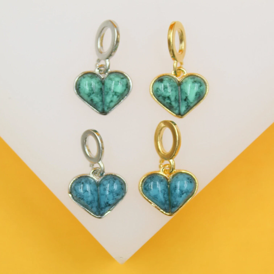 18K Gold Filled Heart Jadeite Stone Charm Pendant