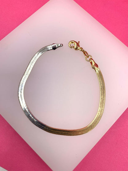 Two Toned 4mm Herringbone Bracelet