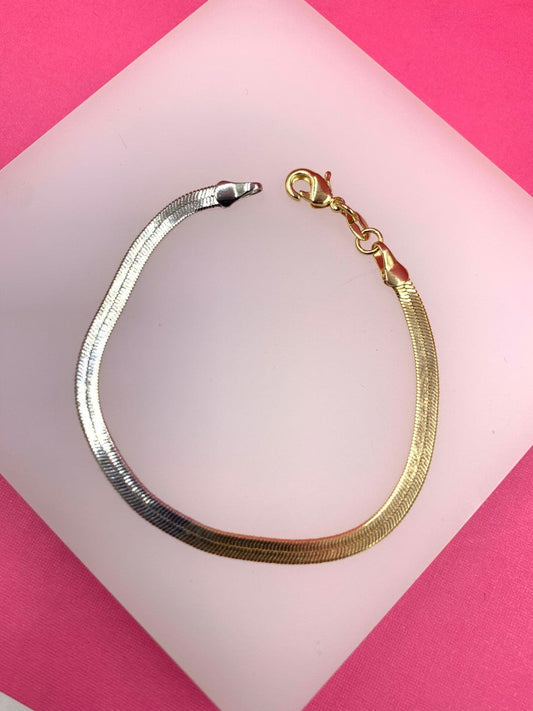 Two Toned 4mm Herringbone Bracelet
