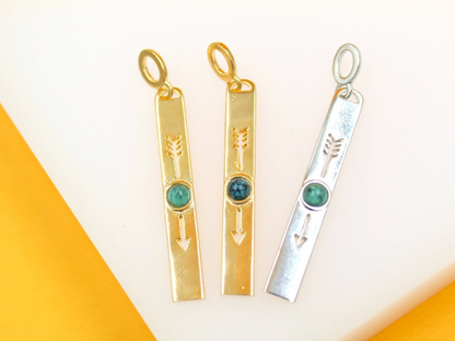 18K Gold Filled Cubic Jadeite Stone Gold Bar Pendant