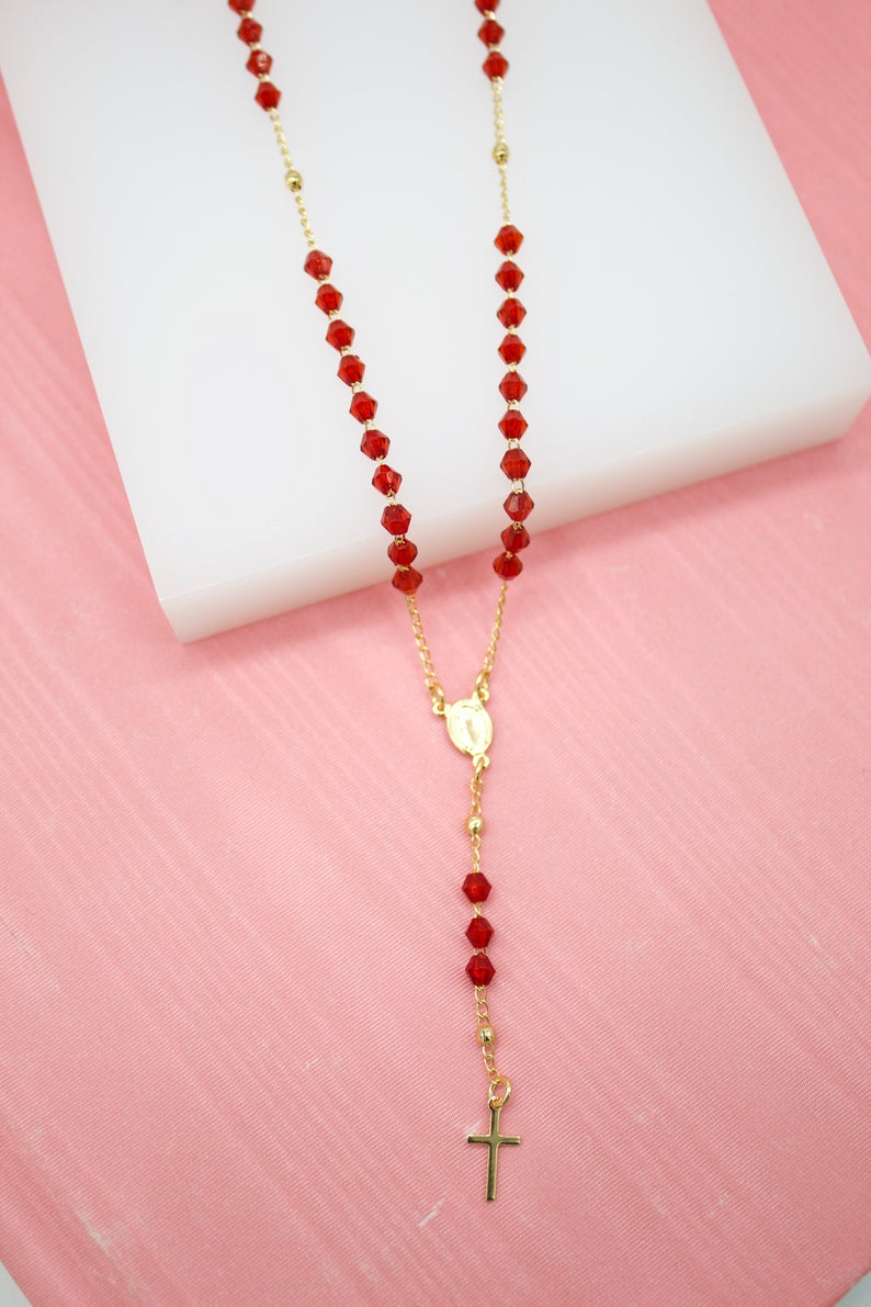 Catholic Bead Rosary With Crucifix And Virgin Mary Charm